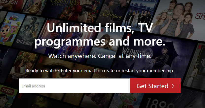 Screenshot of the Netflix CTA