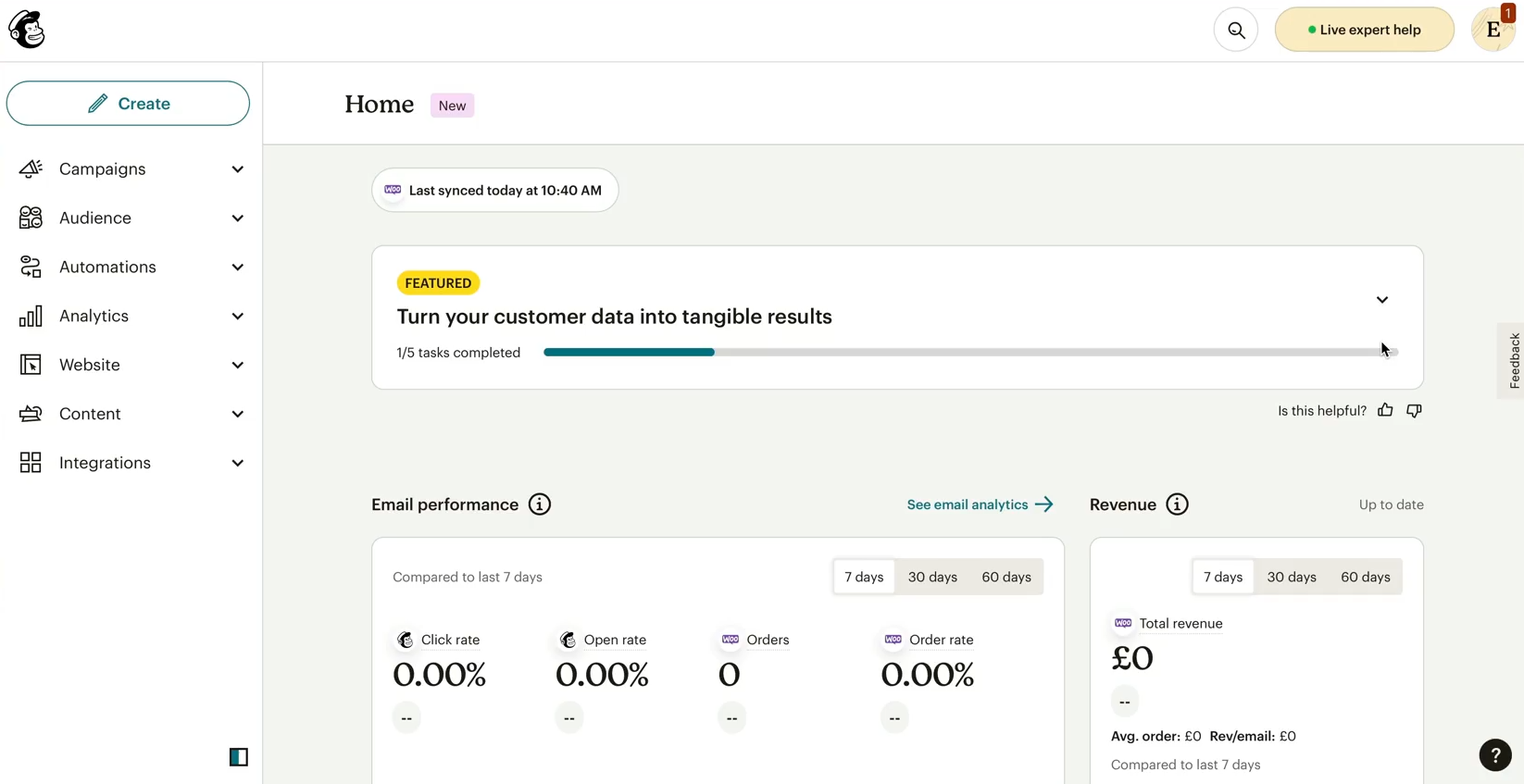 Screenshot of the Mailchimp interface