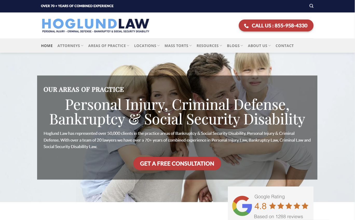 Screenshot of a law firm website