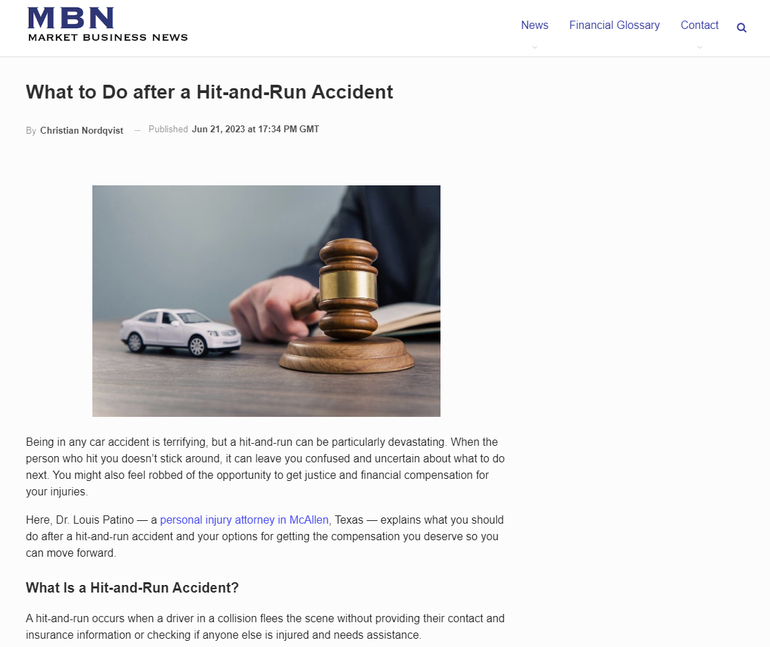 Screenshot of a blog about hit-and-runs