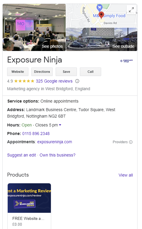 Screenshot of Thinkplus's google business profile