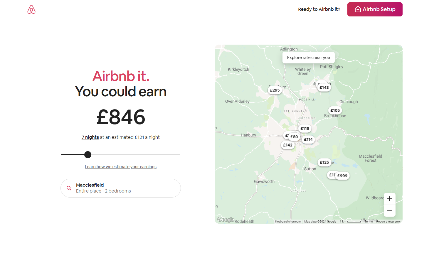 Screenshot of the Airbnb landing page for people to sign up as hosts