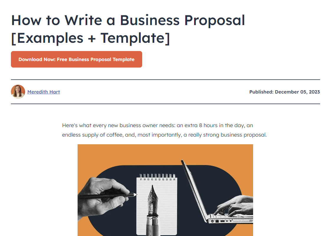 Screenshot of a Hubspot blog with a relevant CTA