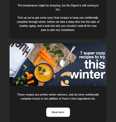 Screenshot of a nurture email from Huel
