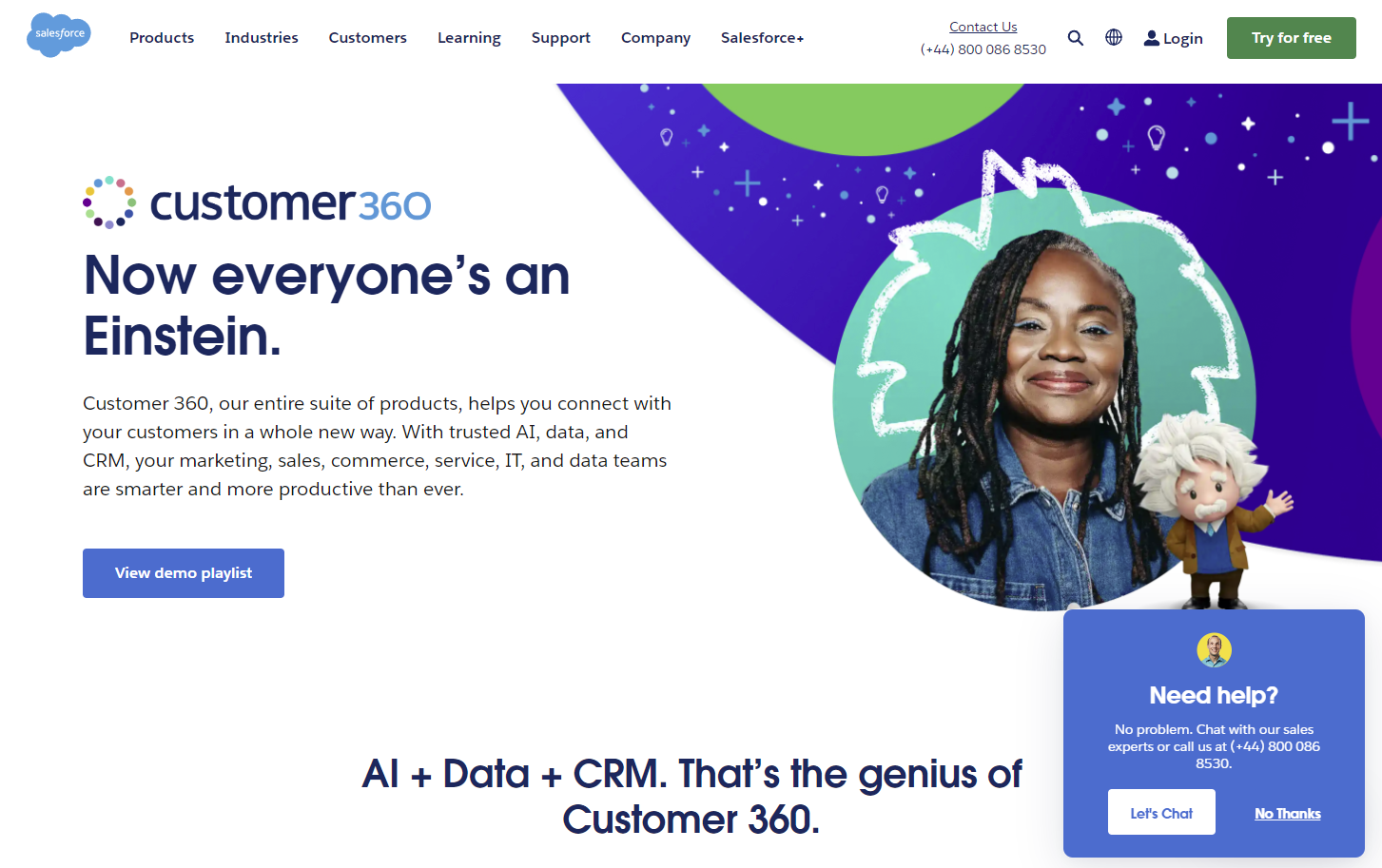 Screenshot of a Saleforce landing page