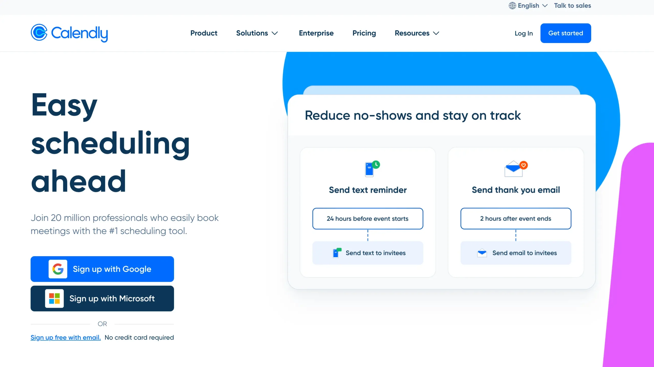 Screenshot of the Calendly website